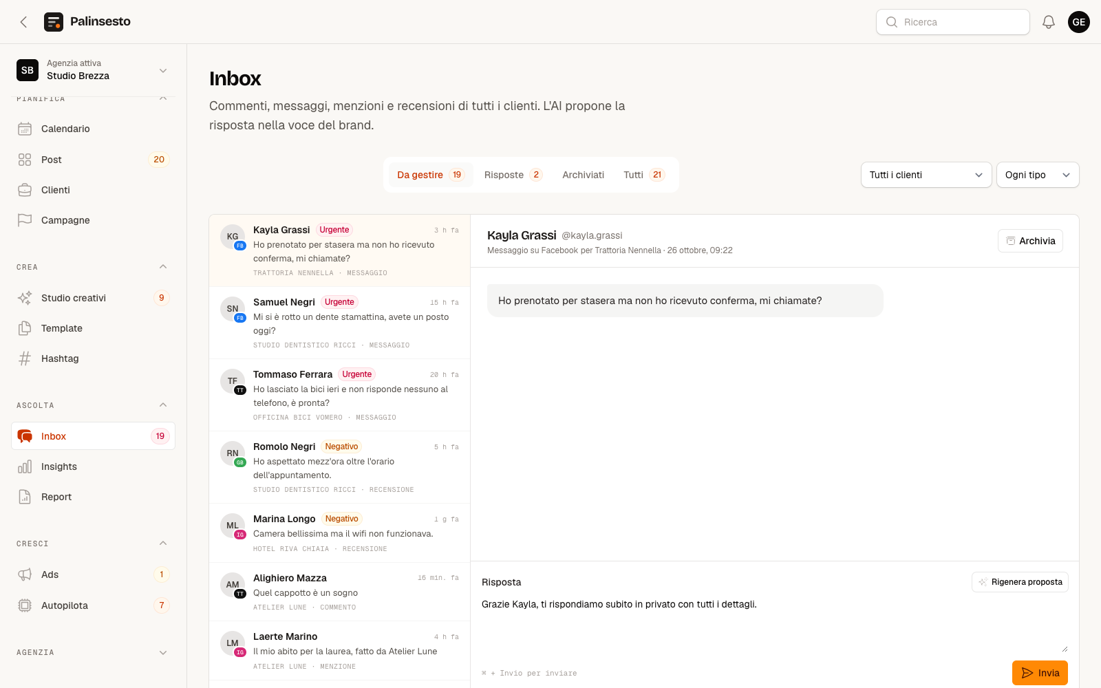 Inbox in Palinsesto