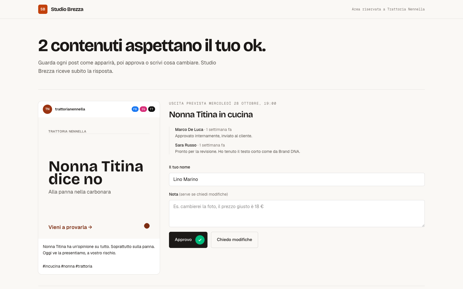 Portale cliente in Palinsesto